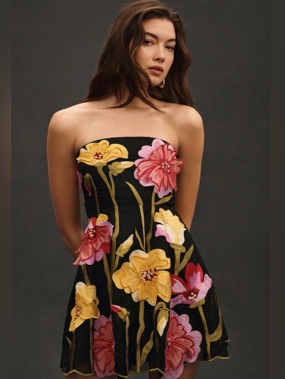 Anthropologie Floral Organza Mini Dress - Sz S - Picture 2 of 14